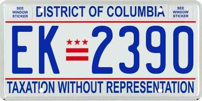 DC license plate EK2390