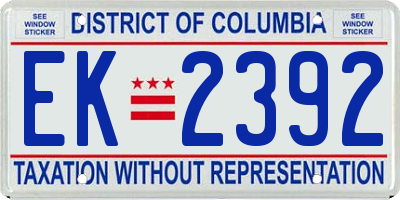 DC license plate EK2392