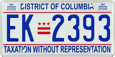 DC license plate EK2393