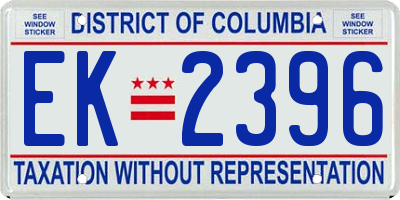 DC license plate EK2396