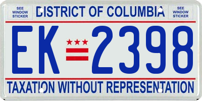 DC license plate EK2398