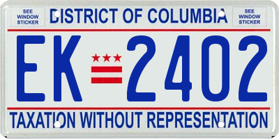 DC license plate EK2402