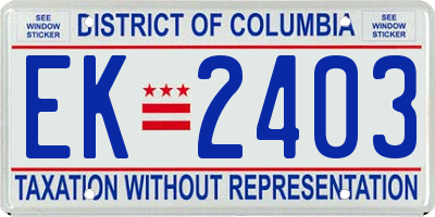 DC license plate EK2403