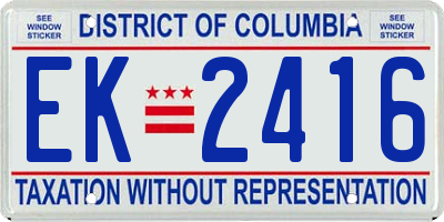 DC license plate EK2416