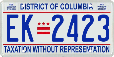 DC license plate EK2423