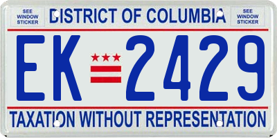 DC license plate EK2429