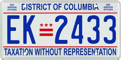 DC license plate EK2433