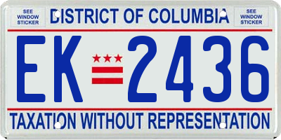 DC license plate EK2436