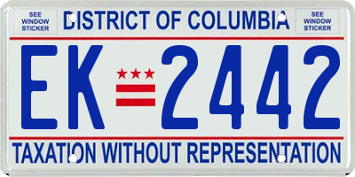 DC license plate EK2442