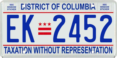 DC license plate EK2452