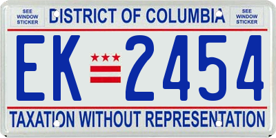 DC license plate EK2454