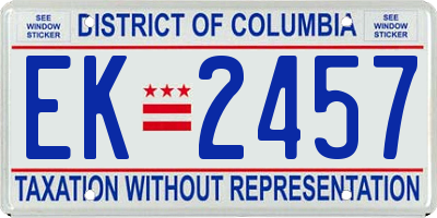 DC license plate EK2457