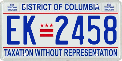 DC license plate EK2458