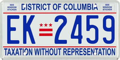 DC license plate EK2459