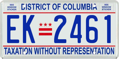 DC license plate EK2461