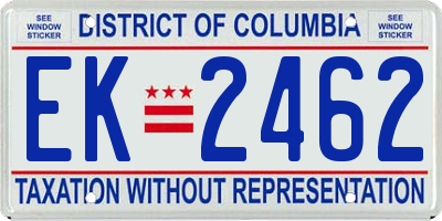 DC license plate EK2462