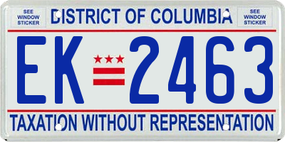 DC license plate EK2463