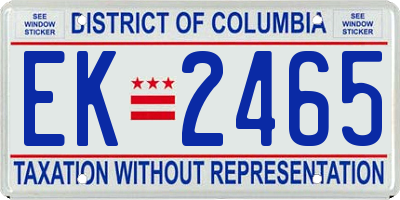 DC license plate EK2465