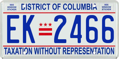 DC license plate EK2466