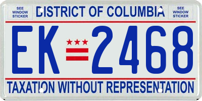 DC license plate EK2468