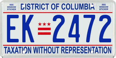 DC license plate EK2472