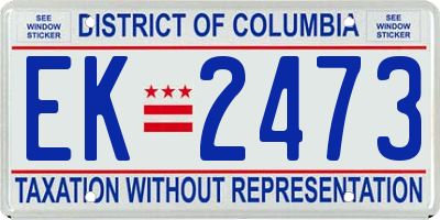 DC license plate EK2473