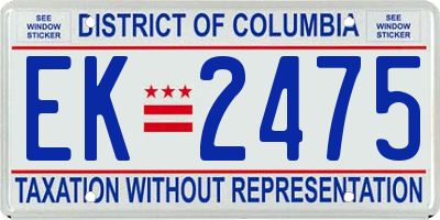 DC license plate EK2475