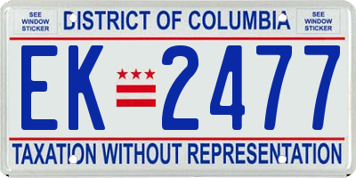 DC license plate EK2477