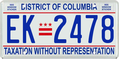 DC license plate EK2478