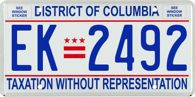 DC license plate EK2492