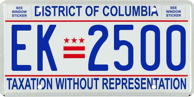 DC license plate EK2500