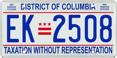 DC license plate EK2508