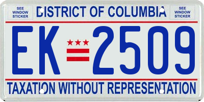 DC license plate EK2509