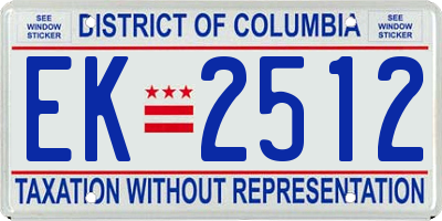 DC license plate EK2512