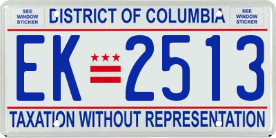 DC license plate EK2513