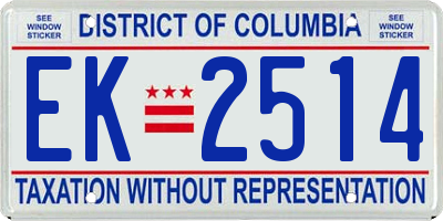 DC license plate EK2514