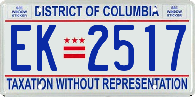 DC license plate EK2517
