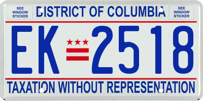 DC license plate EK2518