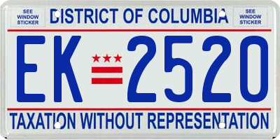 DC license plate EK2520