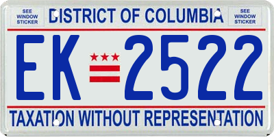 DC license plate EK2522