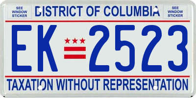 DC license plate EK2523