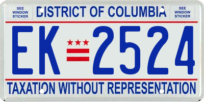 DC license plate EK2524