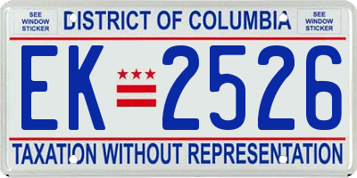 DC license plate EK2526