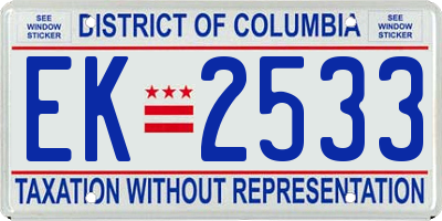 DC license plate EK2533