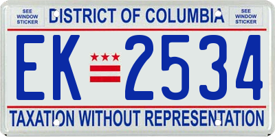 DC license plate EK2534