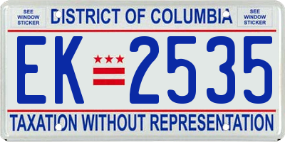 DC license plate EK2535