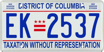 DC license plate EK2537