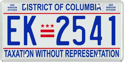 DC license plate EK2541