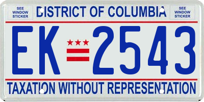 DC license plate EK2543