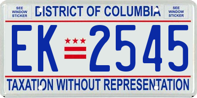 DC license plate EK2545